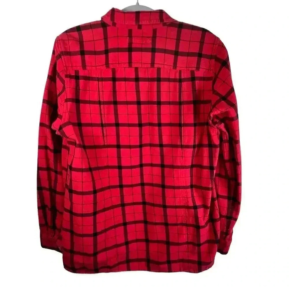 Duluth Trading Co. Women’s Cotton Red Black Plaid‎ Long Sleeve Button-up Medium - Picture 2 of 6